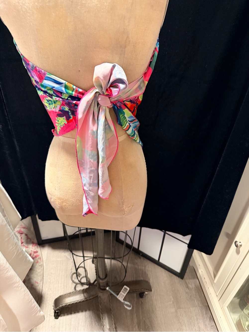 Fashion Nova Pastel Tropical Pants and Scarf/halter top - Pink Multi - Picture 6 of 9
